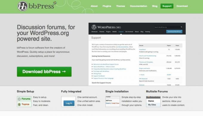A bbPress ingyenes online fórum eszközének képernyőképe