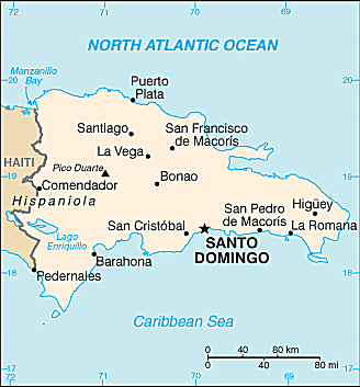 A Dominikai Köztársaság térképe