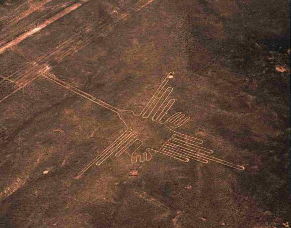 A légi felvétel a Kolibri földrajzi jel, Nazca Lines