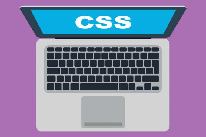 A képernyőn megjelenő CSS-sel ellátott laptop illusztrációja.