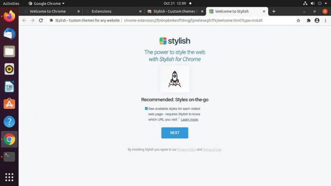 A Google Chrome Stylish telepítve