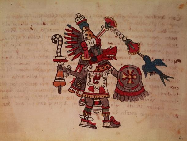 Quetzalcoatl, a toltec és azték isten; a romlott kígyó, a szél istene, a tanulás és a papság, az élet mestere, alkotója és civilizátora, minden művészet védőszentje és a kohászat feltalálója (kézirat)