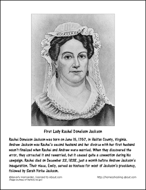 Első hölgy, Rachel Jackson színező oldal