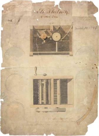 Eli Whitney eredeti szabadalma a gyapot ginről, 1794. március 14-én.