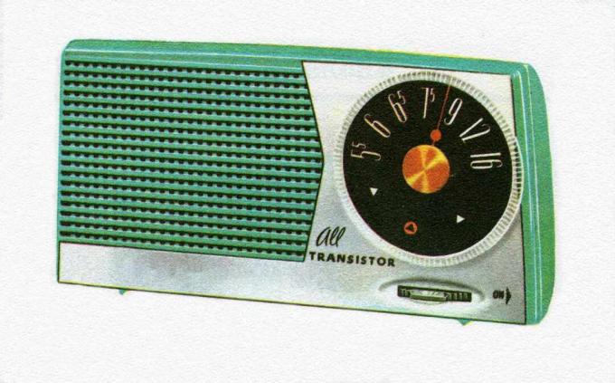Vintage illusztráció egy 1950-es évek hordozható tranzisztoros rádiójának