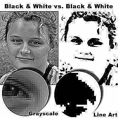 Szürkeárnyalatos fekete-fehér vs vonalas rajz