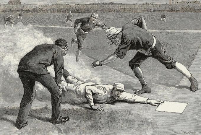 A 19. századi baseball játékos, Buck Ewing illusztrációja