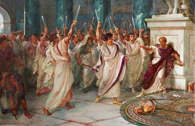 Julius Caesar meggyilkolása, William Holmes Sullivan festménye, c. 1888