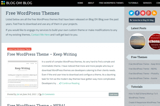 Az ingyenes WordPress témák a Blog Oh! Blog